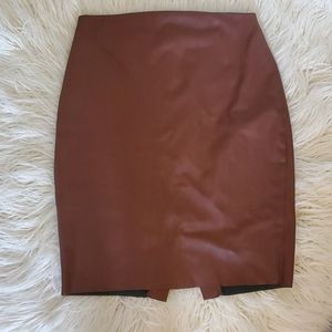 Brown pleather pencil skirt